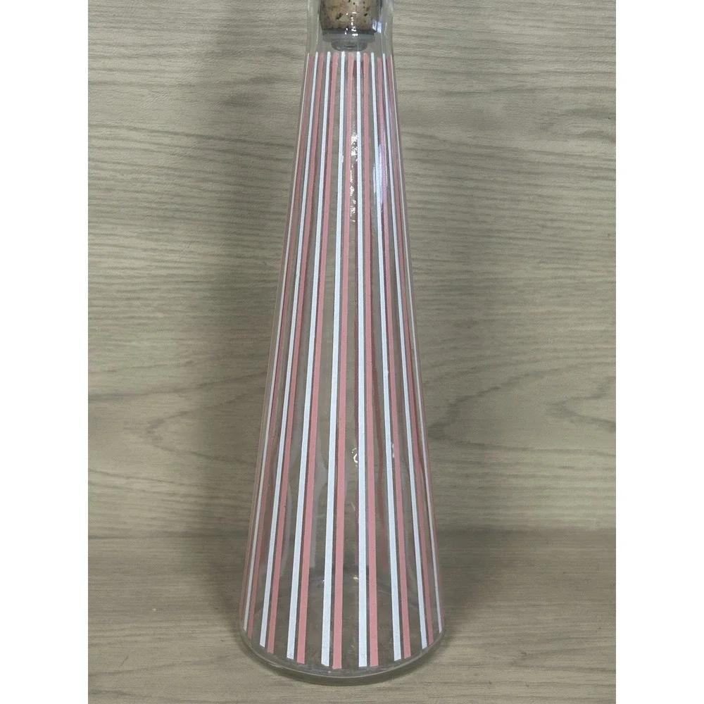 Old Kentucky Tavern Decanter & Stopper Whiskey Pink Striped Bottle 1950's